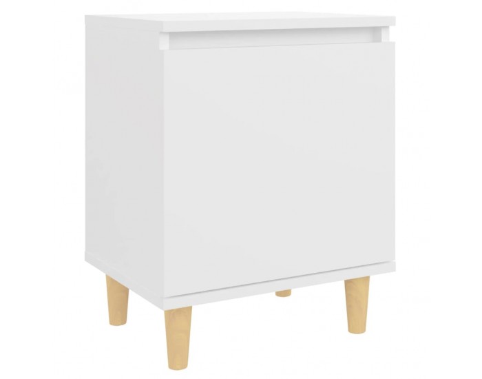 Sonata H Нощно шкафче с крака от дървен масив, бяло, 40x30x50 см