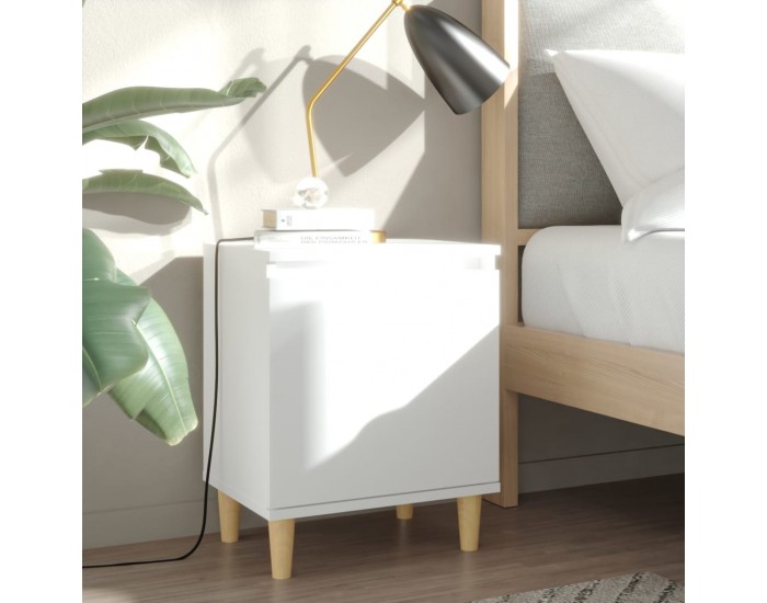 Sonata H Нощни шкафчета с крака от дървен масив 2 бр бели 40x30x50 см