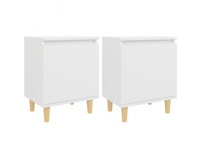 Sonata H Нощни шкафчета с крака от дървен масив 2 бр бели 40x30x50 см