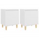 Sonata H Нощни шкафчета с крака от дървен масив 2 бр бели 40x30x50 см
