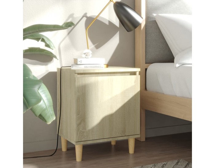 Sonata H Нощно шкафче с крака дървен масив, дъб сонома, 40x30x50 см