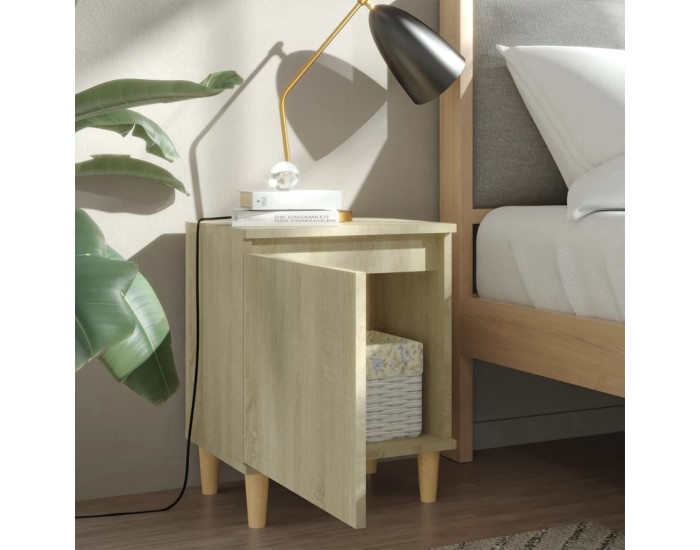 Sonata H Нощно шкафче с крака дървен масив, дъб сонома, 40x30x50 см