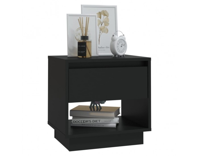Sonata H Нощно шкафче, черно, 45x34x44 см, инженерно дърво