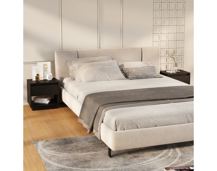 Sonata H Нощни шкафчета, 2 бр, черни, 45x34x44 см, инженерно дърво