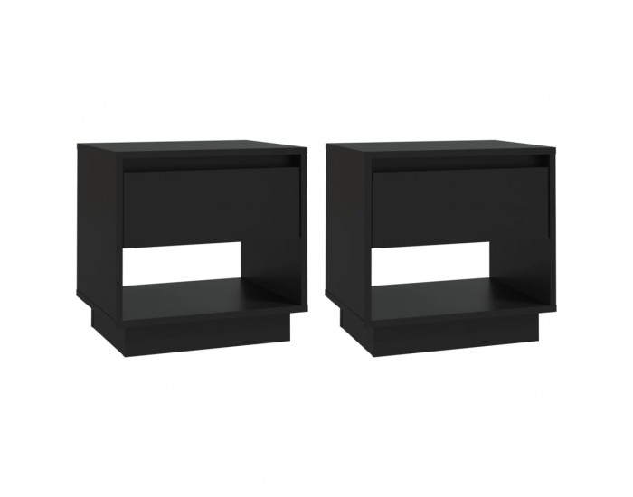 Sonata H Нощни шкафчета, 2 бр, черни, 45x34x44 см, инженерно дърво