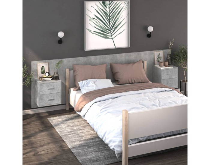 Sonata H Нощни шкафчета за стенен монтаж, 2 бр, бетонно сиви