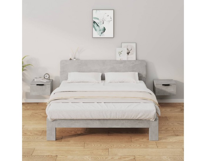 Sonata H Нощни шкафчета за стенен монтаж 2 бр бетонно сиви 34x30x20 см