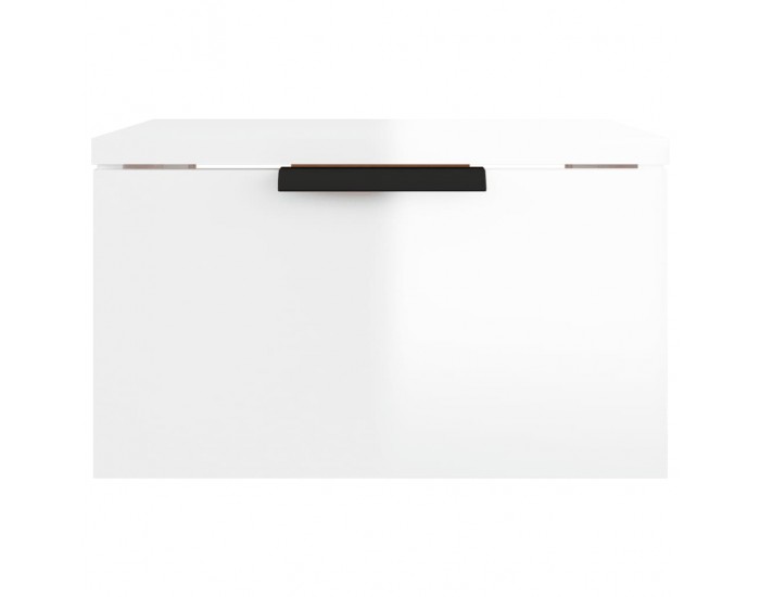 Sonata H Нощно шкафче за стенен монтаж, бял гланц, 34x30x20 см