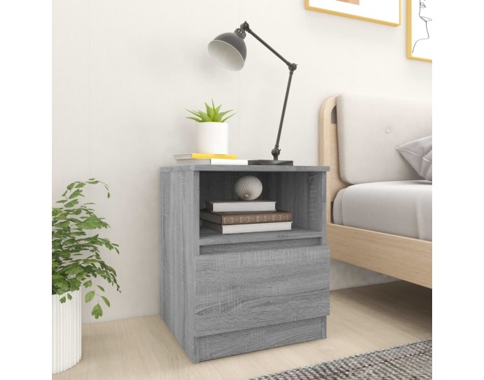 Sonata H Нощно шкафче, сив сонома, 40x40x50 см, инженерно дърво