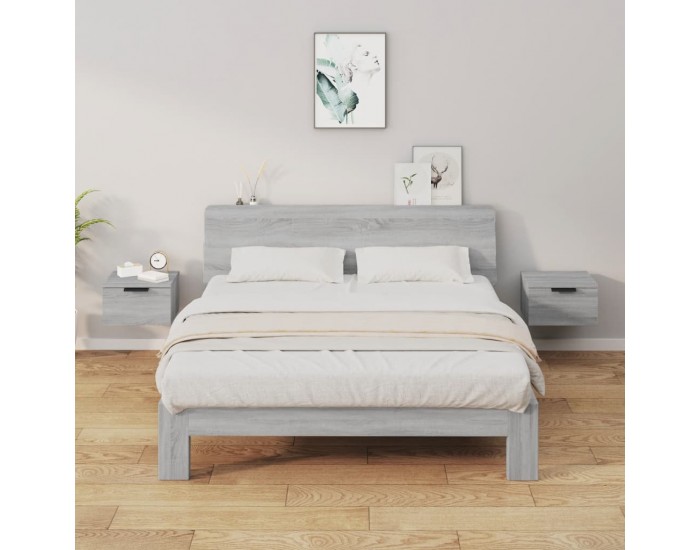 Sonata H Нощни шкафчета за стенен монтаж, 2 бр, сив сонома, 34x30x20 см