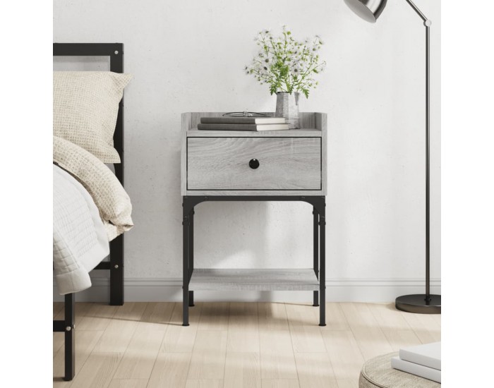 Sonata H Нощна масичка, cив сонома, 40,5x31x60 см, инженерно дърво