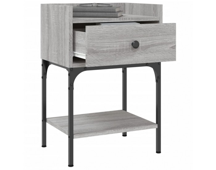 Sonata H Нощна масичка, cив сонома, 40,5x31x60 см, инженерно дърво