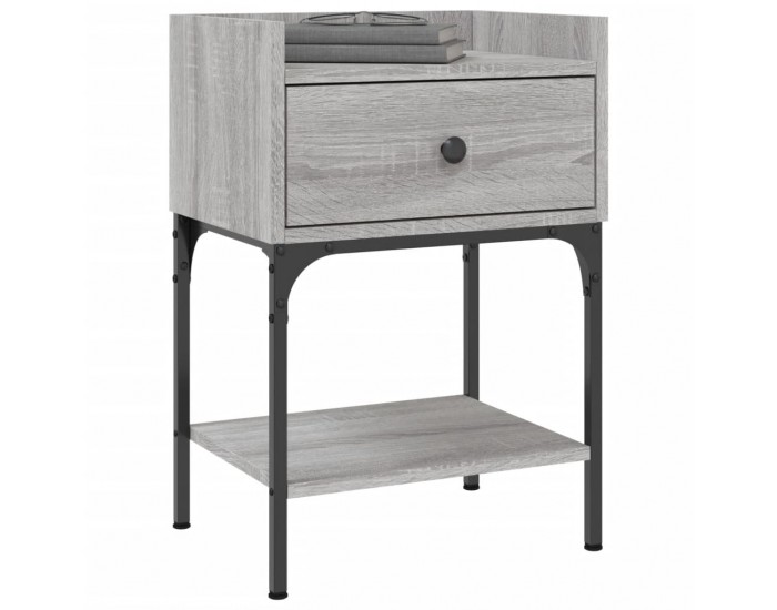 Sonata H Нощна масичка, cив сонома, 40,5x31x60 см, инженерно дърво