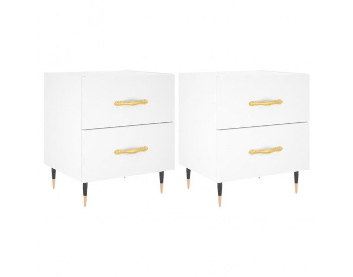 Sonata H Нощни шкафчета, 2 бр, бели, 40x35x47,5 см, инженерно дърво