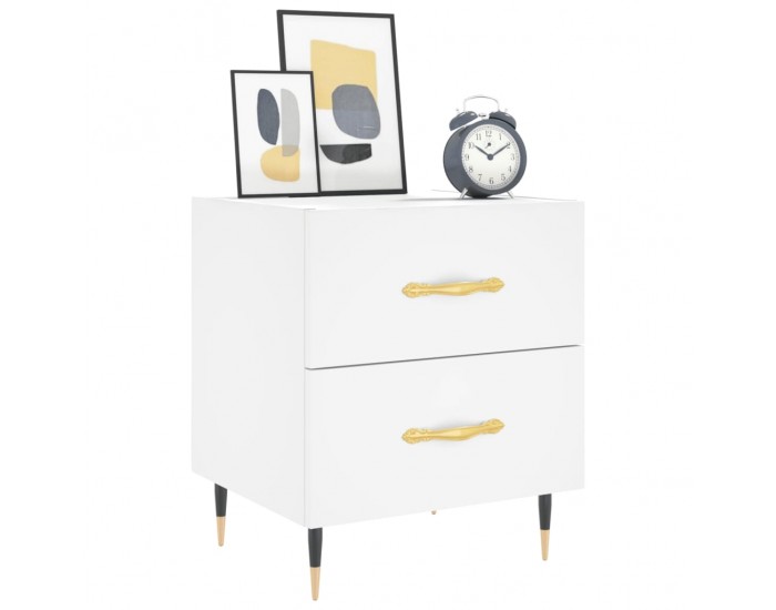 Sonata H Нощни шкафчета, 2 бр, бели, 40x35x47,5 см, инженерно дърво