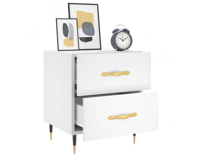 Sonata H Нощни шкафчета, 2 бр, бели, 40x35x47,5 см, инженерно дърво