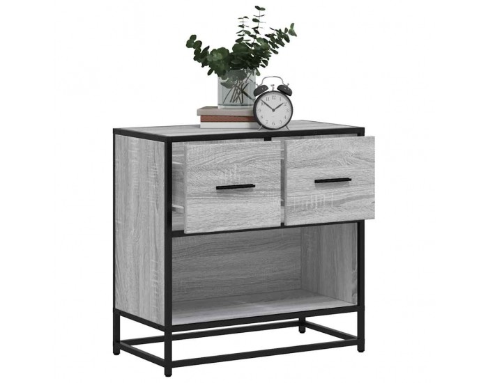 Sonata H Нощно шкафче Grey Sonoma 60x31x60 cm Обработено дърво и метал