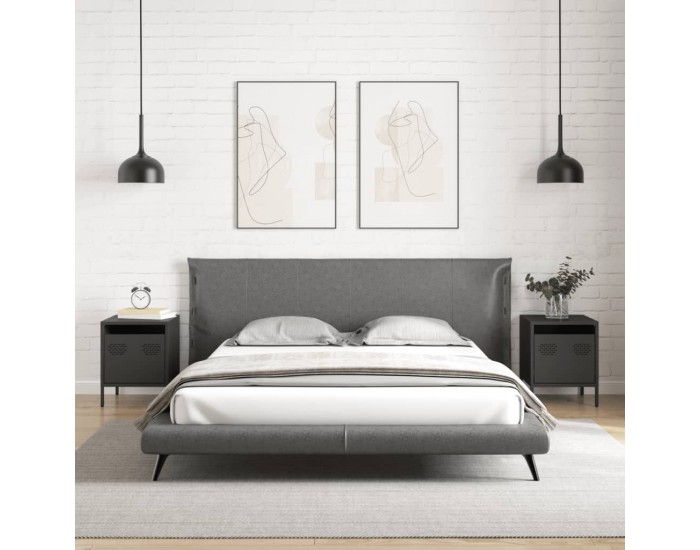 Sonata H Нощни шкафчета, 2 бр, черни, 35x39x43,5 см, стомана