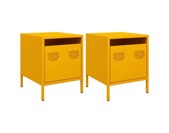 Sonata H Нощни шкафчета, 2 бр, горчица жълто, 35x39x43,5 см, стомана