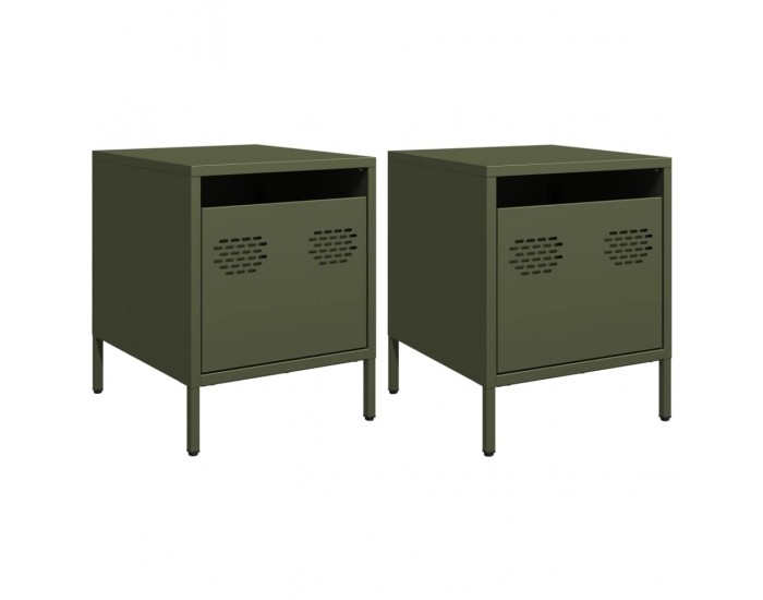 Sonata H Нощни шкафчета, 2 бр, маслиненозелени, 35x39x43,5 см, стомана