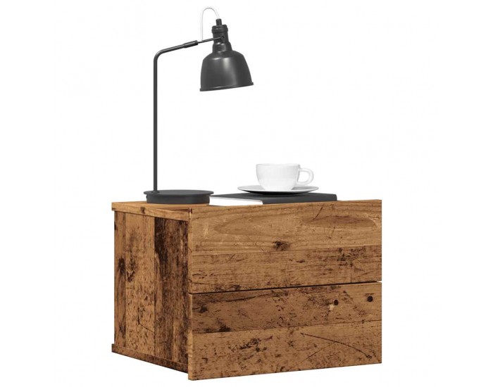 Sonata H Нощно шкафче за стенен монтаж, старо дърво, 40x32x30 см