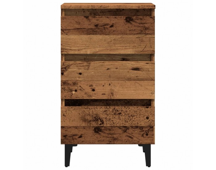 Sonata H Нощно шкафче с метални крака, старо дърво, 40x35x69 см