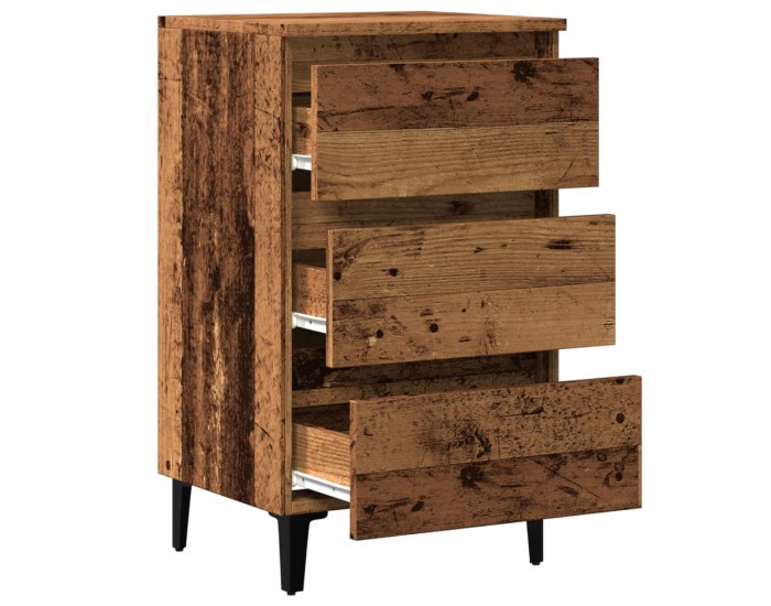 Sonata H Нощно шкафче с метални крака, старо дърво, 40x35x69 см
