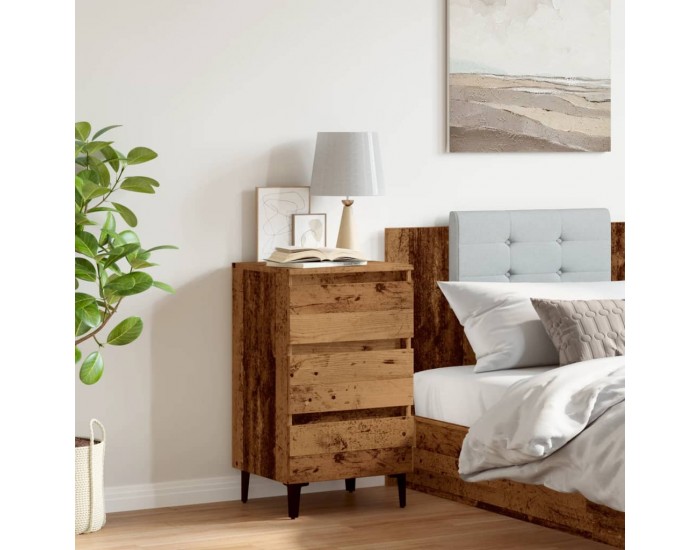 Sonata H Нощно шкафче с метални крака, старо дърво, 40x35x69 см