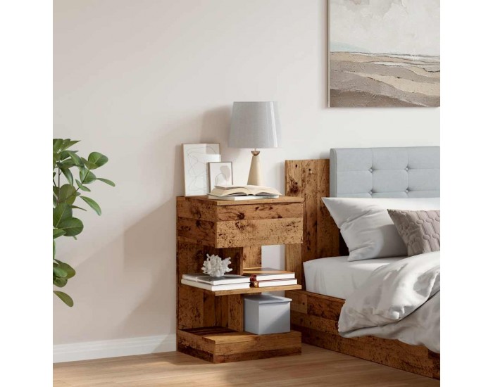 Sonata H Нощно шкафче от старо дърво 40x35x65 cm Инженерна дървесина