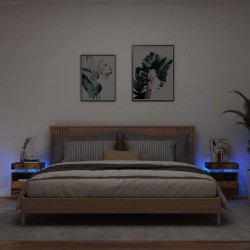 Sonata H Нощни шкафчета с LED осветление 2 бр, старо дърво, 40x39x48,5см - Нощни шкафчета