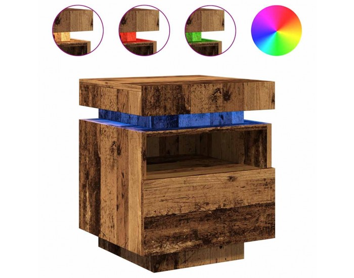 Sonata H Нощни шкафчета с LED осветление 2 бр, старо дърво, 40x39x48,5см