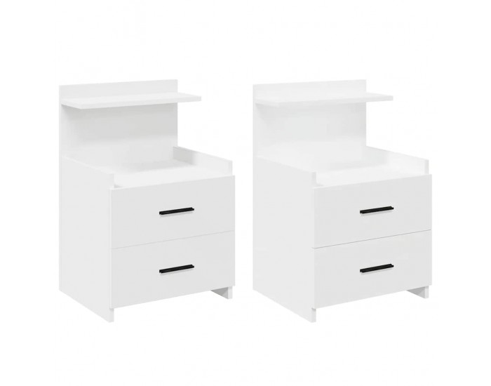 Sonata H Нощни шкафчета, 2 бр. с 2 чекмеджета, бели, 40x36,5x62 см