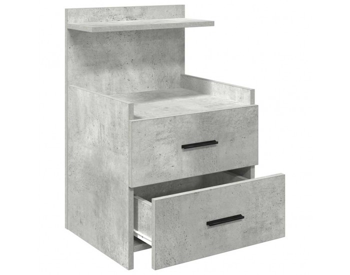 Sonata H Нощно шкафче с 2 чекмеджета, бетонно сиво, 40x36,5x62 см