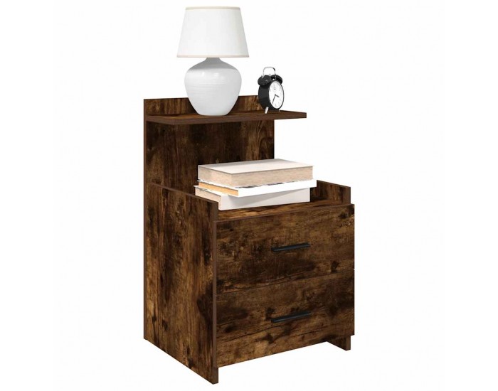 Sonata H Нощни шкафчета, 2 бр. с 2 чекмеджета, пушен дъб, 40x36,5x62 см