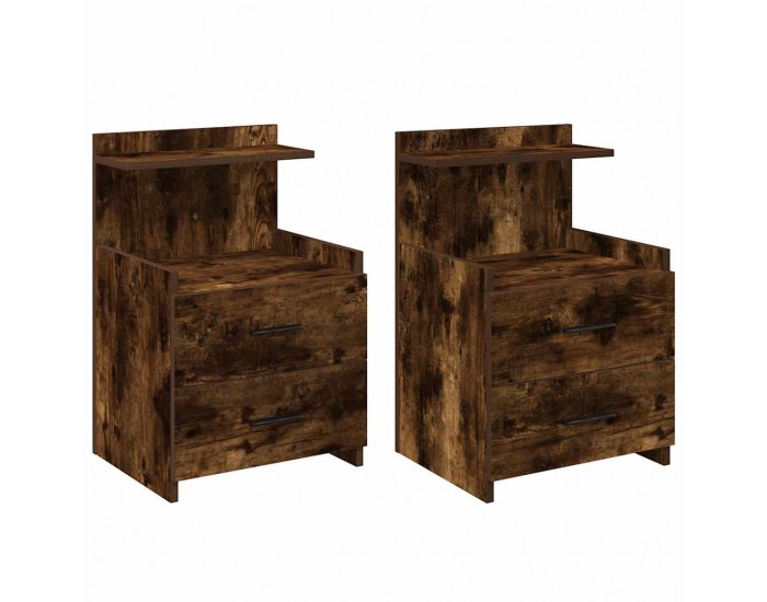 Sonata H Нощни шкафчета, 2 бр. с 2 чекмеджета, пушен дъб, 40x36,5x62 см