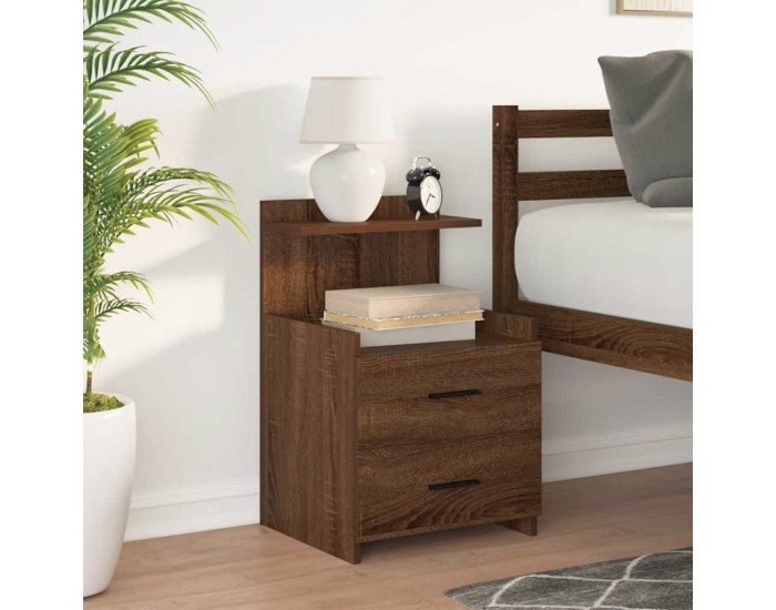 Sonata H Нощно шкафче с 2 чекмеджета, кафяво, дъбово, 40x36,5x62 см