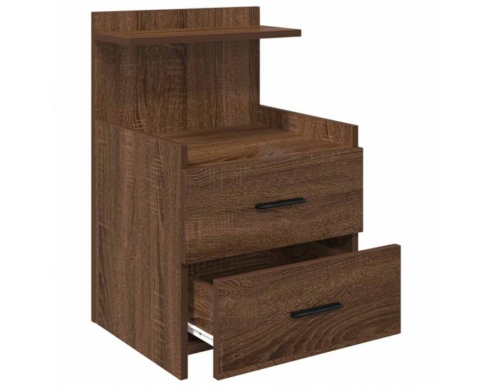Sonata H Нощно шкафче с 2 чекмеджета, кафяво, дъбово, 40x36,5x62 см