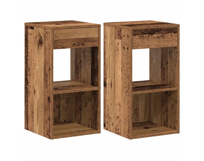 Sonata H Нощни шкафчета с чекмеджета, 2 бр, старо дърво, 35x34x66,5 см