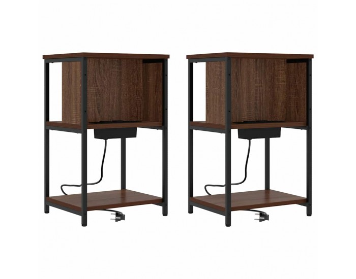 Sonata H Нощен шкаф 2 pcs Кафяв дъб 38 x 31 x 61 см Инженерно дърво