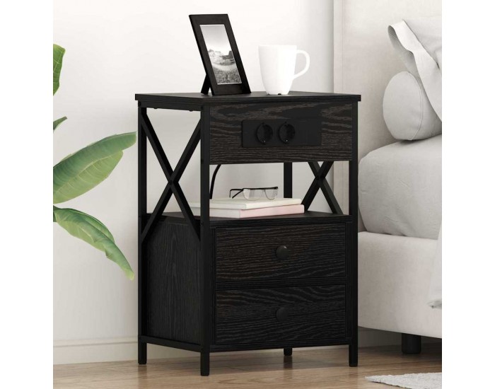 Sonata H Нощен шкаф 2 pcs Черен дъб 40 x 31 x 60 см Инженерно дърво