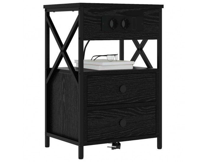 Sonata H Нощен шкаф 2 pcs Черен дъб 40 x 31 x 60 см Инженерно дърво