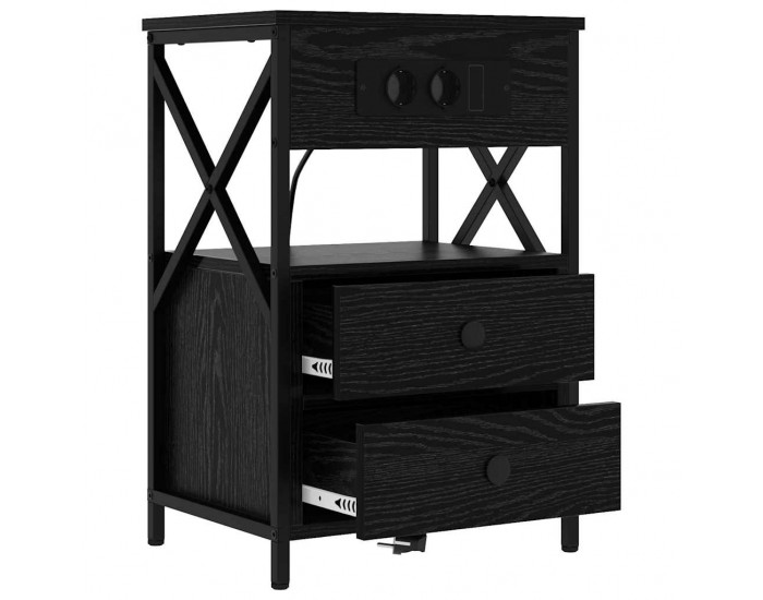 Sonata H Нощен шкаф 2 pcs Черен дъб 40 x 31 x 60 см Инженерно дърво