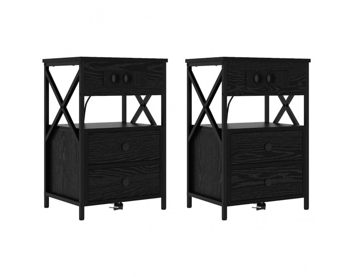 Sonata H Нощен шкаф 2 pcs Черен дъб 40 x 31 x 60 см Инженерно дърво