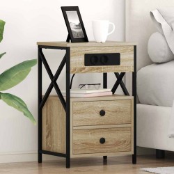 Sonata H Нощно шкафче с зарядна станция 2 pcs Сонома дъб 40 x 31 x 60 см - Нощни шкафчета