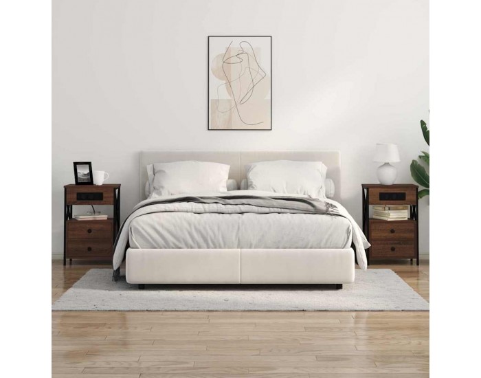 Sonata H Нощно шкафче с зарядна станция 2 pcs Кафяв дъб 40 x 31 x 60 см