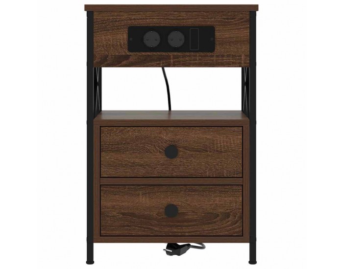 Sonata H Нощно шкафче с зарядна станция 2 pcs Кафяв дъб 40 x 31 x 60 см