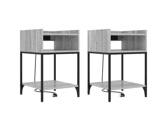 Sonata H Нощно шкафче 2 pcs Сив сонома 40 x 40 x 61 см Инженерно дърво
