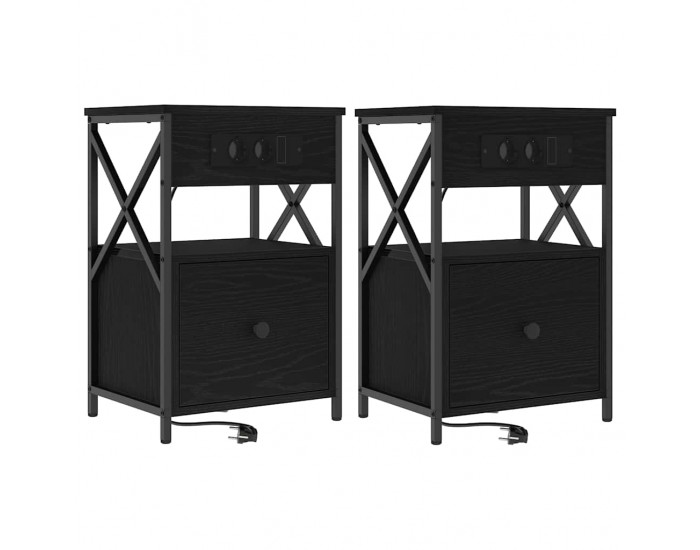 Sonata H Нощен шкаф 2 pcs Черен дъб 40 x 31 x 60 см Инженерно дърво