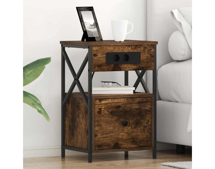 Sonata H Нощен шкаф Опушен дъб 40 x 31 x 60 см Инженерно дърво