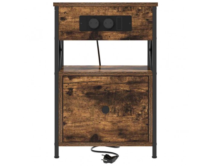 Sonata H Нощен шкаф Опушен дъб 40 x 31 x 60 см Инженерно дърво